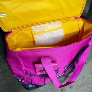New Trader Joe’s pink and yellow large insulated grocery bag